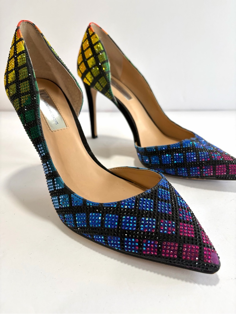 STUNNING INC International Concept Kenjay d'Orsay Pumps Rainbow Cube Multi Bling